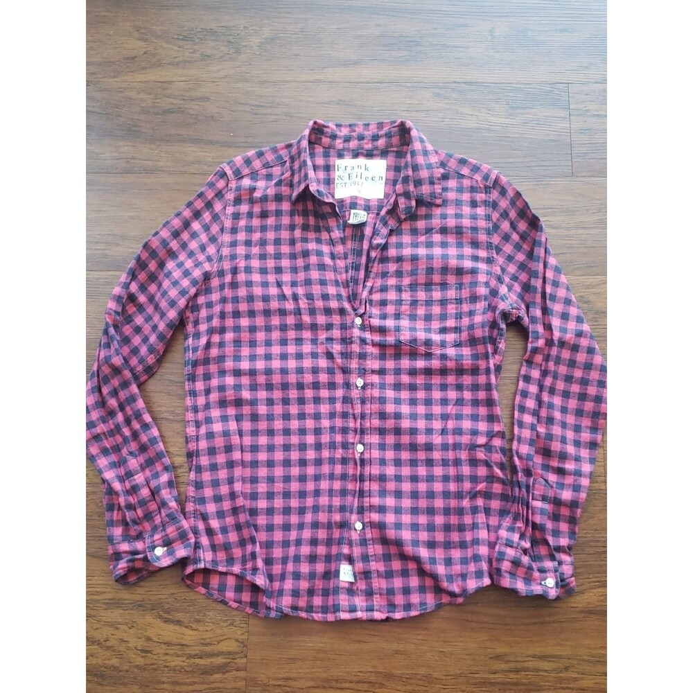 Frank & Eileen Pink and Black Buffalo Plaid Flannel Cotton Barry Shirt Size M